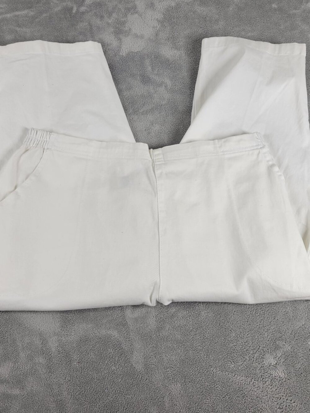 Croft Barrow Womens White Capri Pants XXL Plus Elastic Waist Lace Up Hem WHI19E